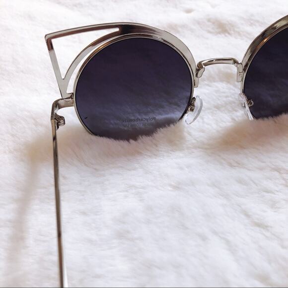 Mia Silver Cat Eye Retro Round Tinted Sunglasses - Picture 7 of 12